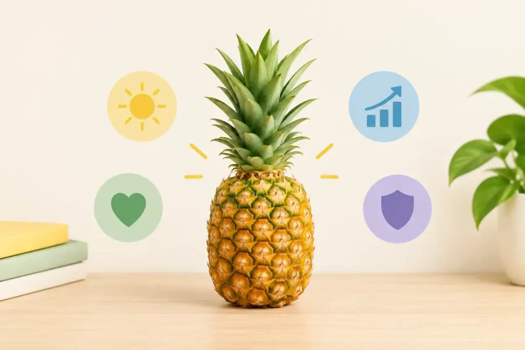 Pineapple Symbolism: positivity, growth, love, and protection in everyday life.
