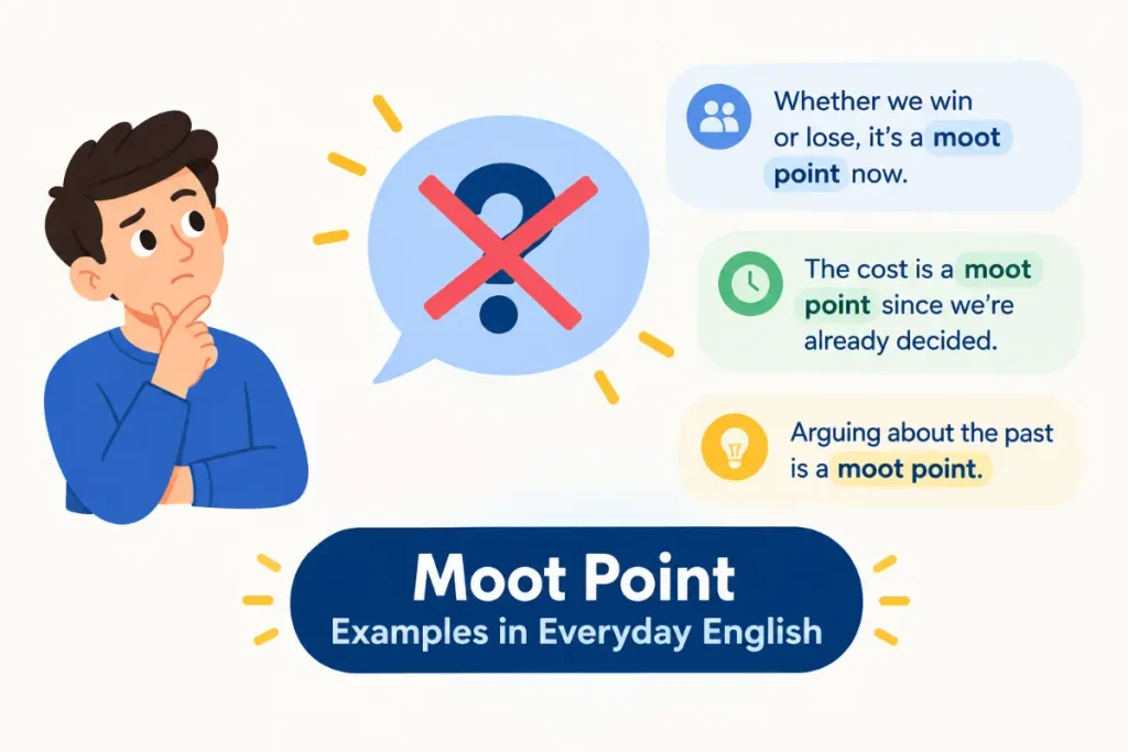 Moot Point Meaning explained with clear examples in everyday English.