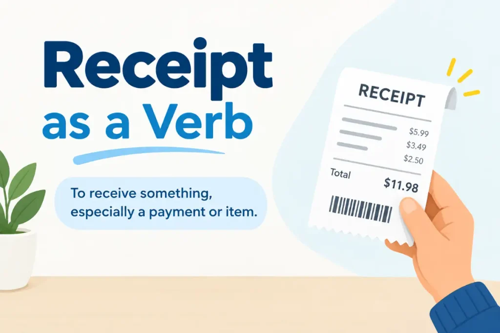 receipt vs recipe Receipt as a Verb