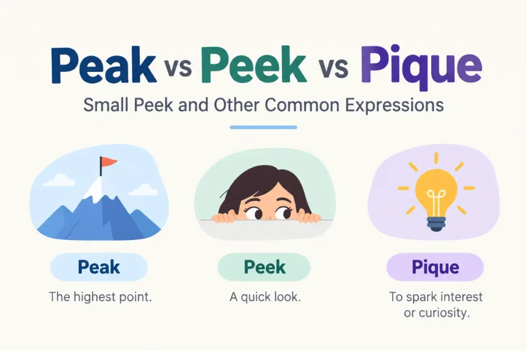 Peak vs peek vs pique: Small Peek and Other Common Expressions explained clearly.