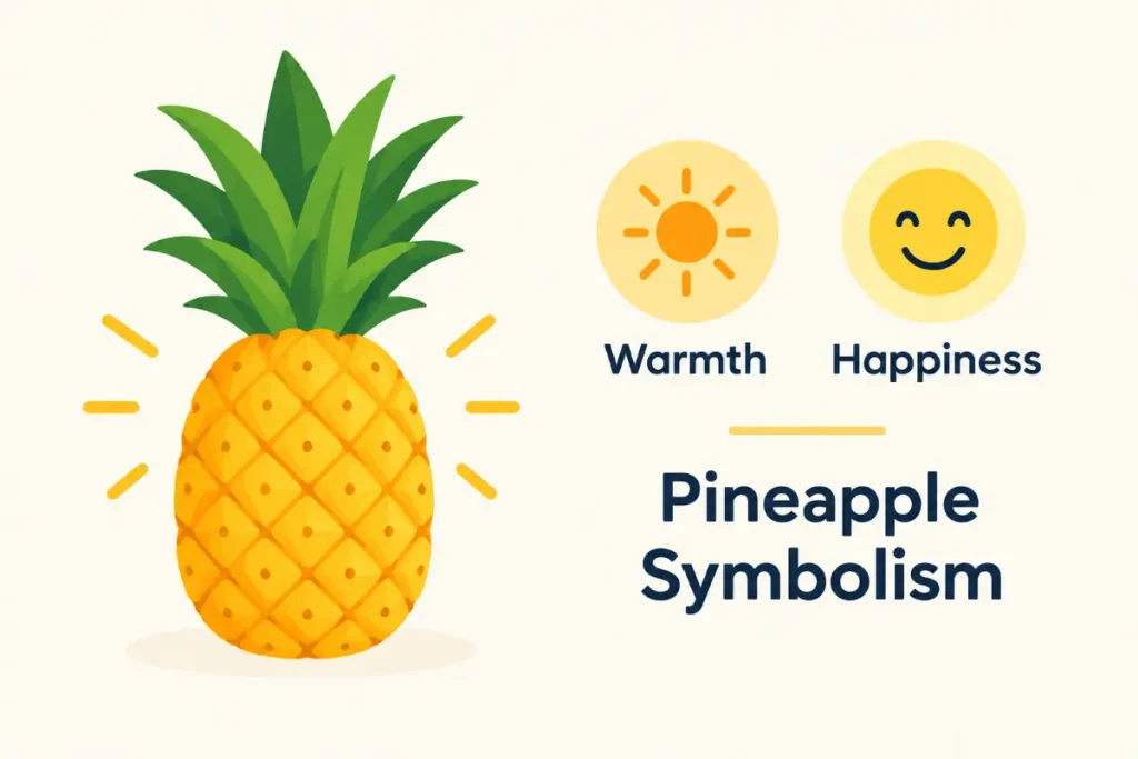 Pineapple Symbolism representing warmth, happiness, and positive energy.