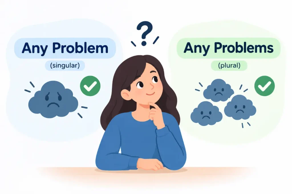 Any Problem or Any Problems: A simple guide to singular and plural usage.