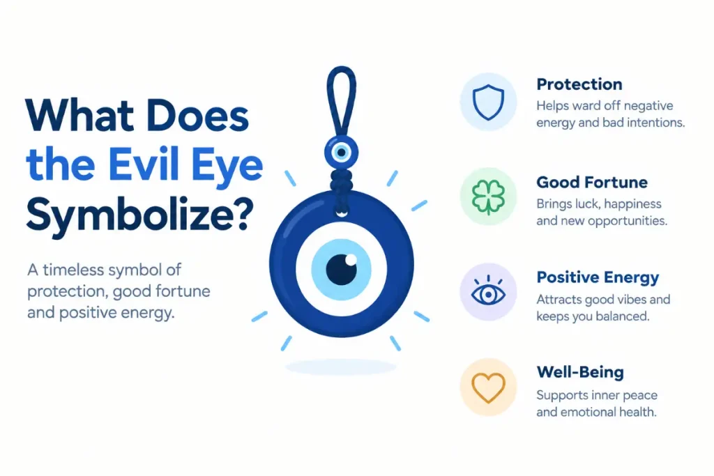 Evil Eye Meaning: a blue nazar charm symbolizing protection, good fortune, and positive energy.