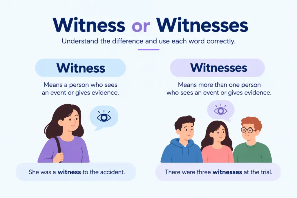 Witness or Witnesses: Learn the difference between singular and plural forms with clear examples.